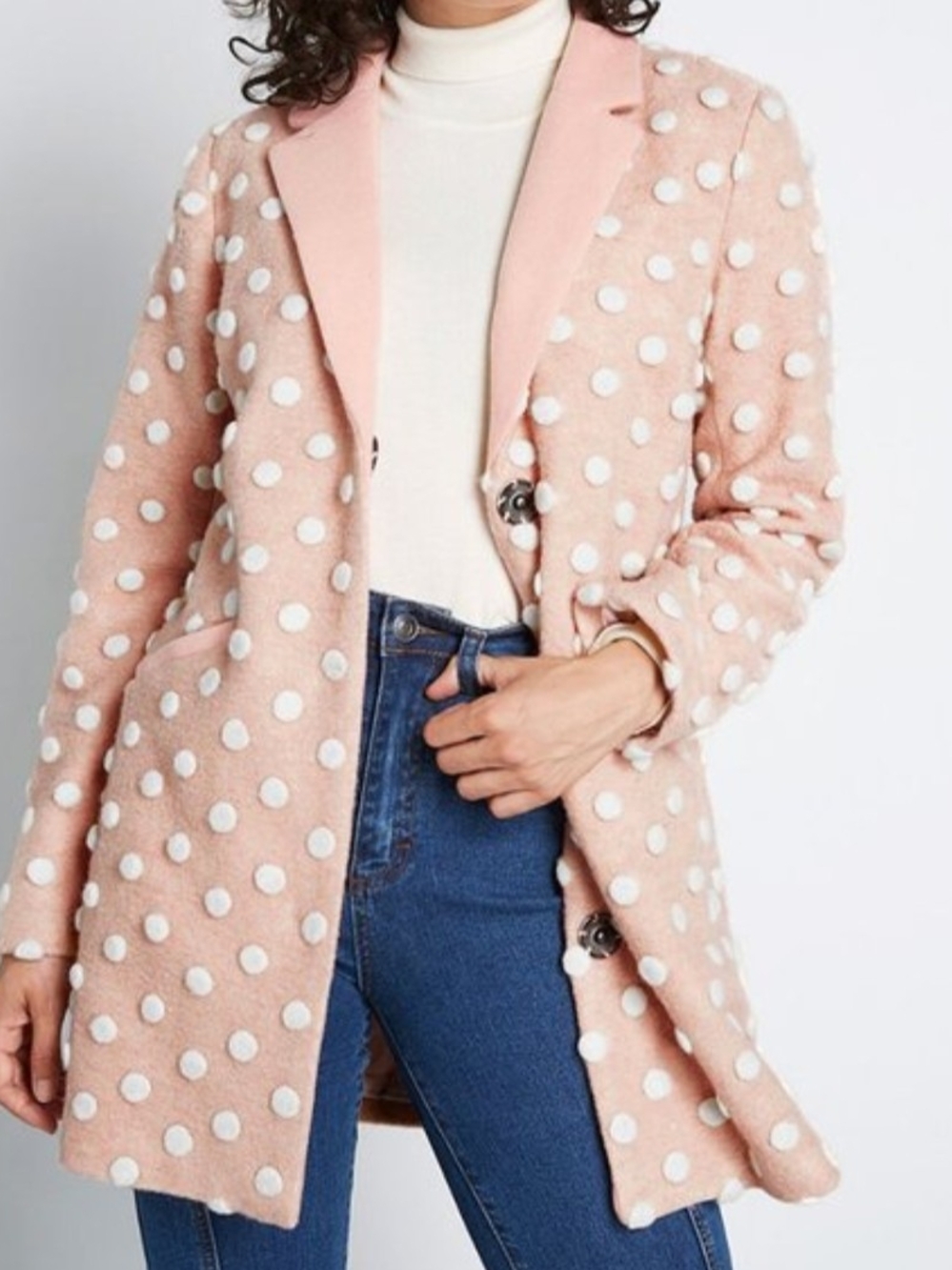 Modcloth Womens Pink Polka Dot Coat, SZ 2X, EUC
